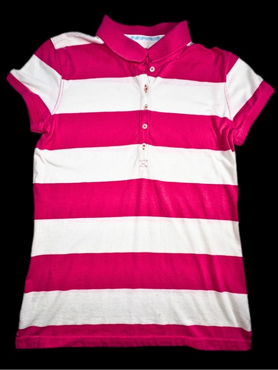 Piper & Blue Tops - Y2K Piper & Blue Pink Striped Polo Shirt Juniors XL Preppy Blokette